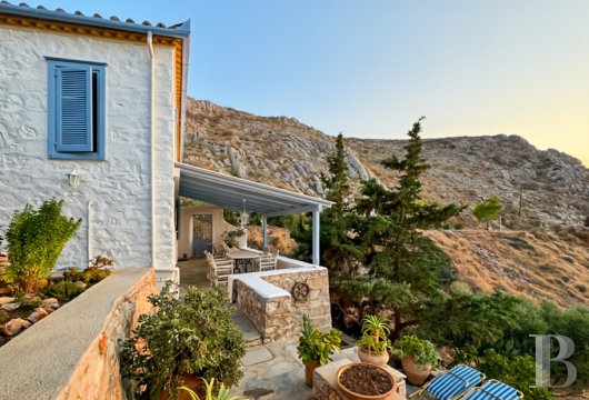 On the island of Hydra, in the Saronic Gulf, a traditional house with direct access to the beach