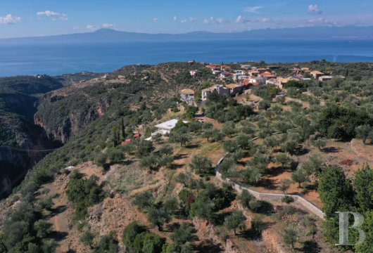 In the Mani region of the Peloponnese, a 2,600 m² terraced building lot with a view of Sandova Beach